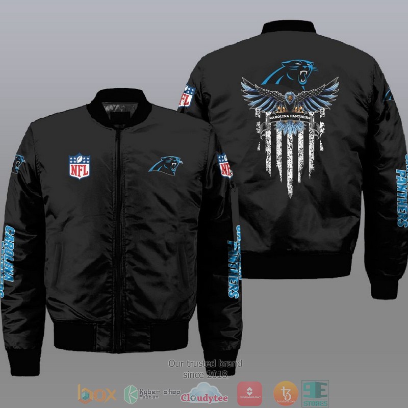 Nfl Carolina Panthers Eagle Thin Line Flag Bomber Jacket Nfl Carolina Panthers Eagle Thin Line Flag Bomber Jacket
