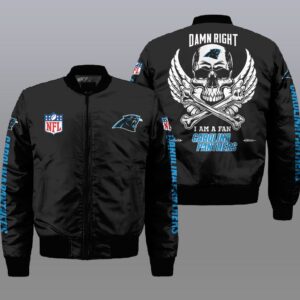 Nfl Carolina Panthers Wings Skull 3D Bomber Jacket