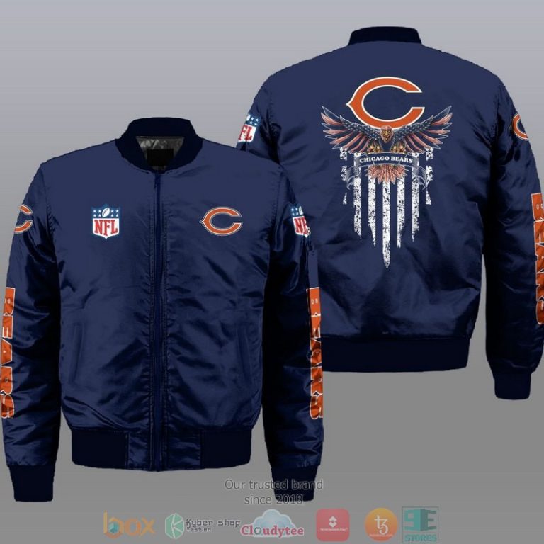 Nfl-Chicago-Bears-Eagle-Thin-Line-Flag-Bomber-Jacket-1