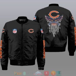 Nfl Chicago Bears Eagle Thin Line Flag Bomber Jacket