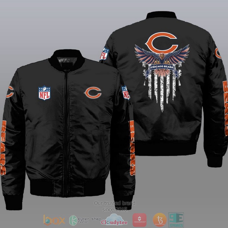 Nfl Chicago Bears Eagle Thin Line Flag Bomber Jacket Nfl Chicago Bears Eagle Thin Line Flag Bomber Jacket