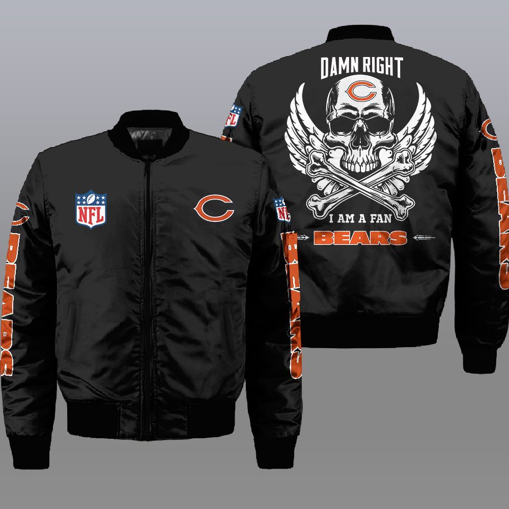 Nfl Chicago Bears Wings Skull 3D Bomber Jacket Nfl Chicago Bears Wings Skull 3D Bomber Jacket