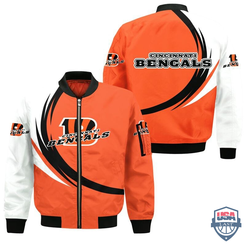 Nfl Cincinnati Bengals Curve Design Bomber Jacket Nfl Cincinnati Bengals Curve Design Bomber Jacket