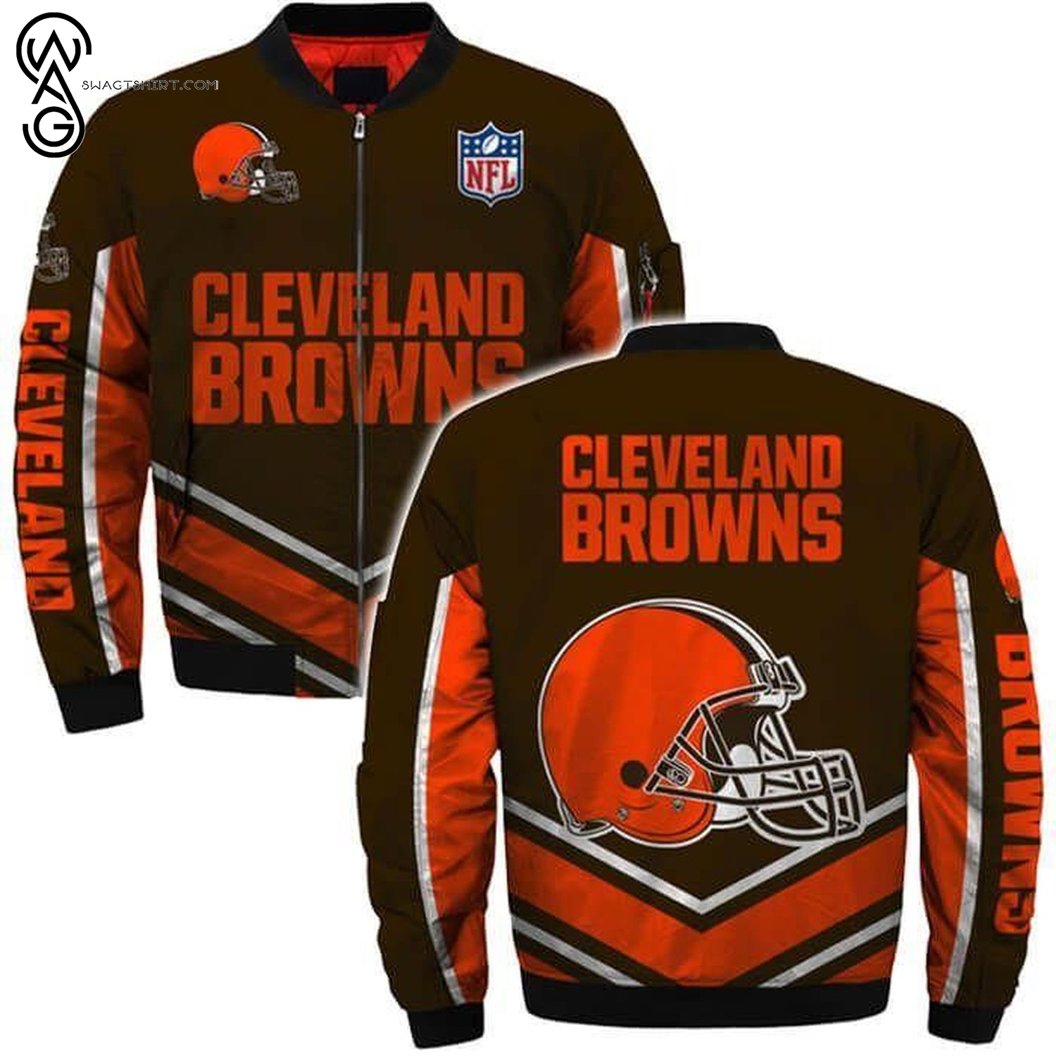 Nfl Cleveland Browns All Over Printed Bomber Jacket Nfl Cleveland Browns All Over Printed Bomber Jacket