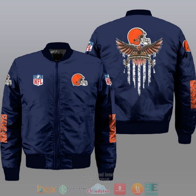 Nfl-Cleveland-Browns-Eagle-Thin-Line-Flag-Bomber-Jacket-1