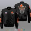 Nfl Cleveland Browns Eagle Thin Line Flag Bomber Jacket