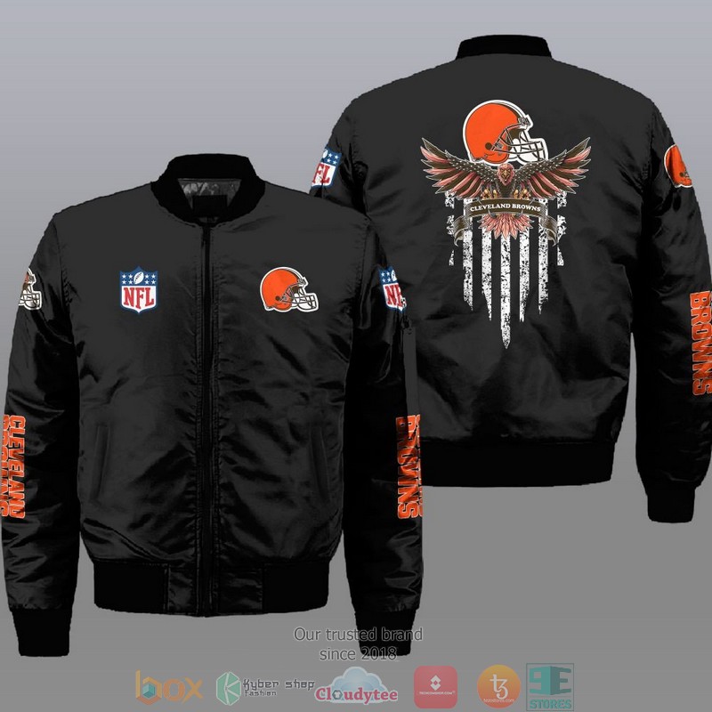 Nfl Cleveland Browns Eagle Thin Line Flag Bomber Jacket Nfl Cleveland Browns Eagle Thin Line Flag Bomber Jacket