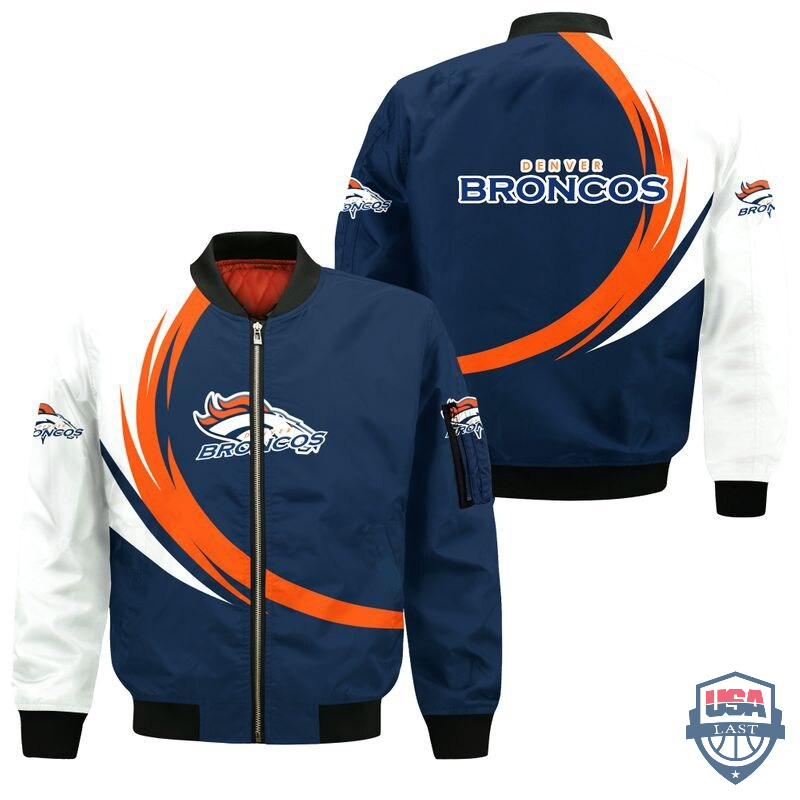 Nfl Denver Broncos Curve Design Bomber Jacket Nfl Denver Broncos Curve Design Bomber Jacket