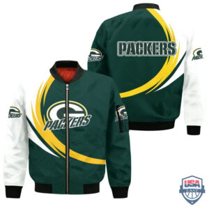 Nfl Green Bay Packers Curve Design Bomber Jacket