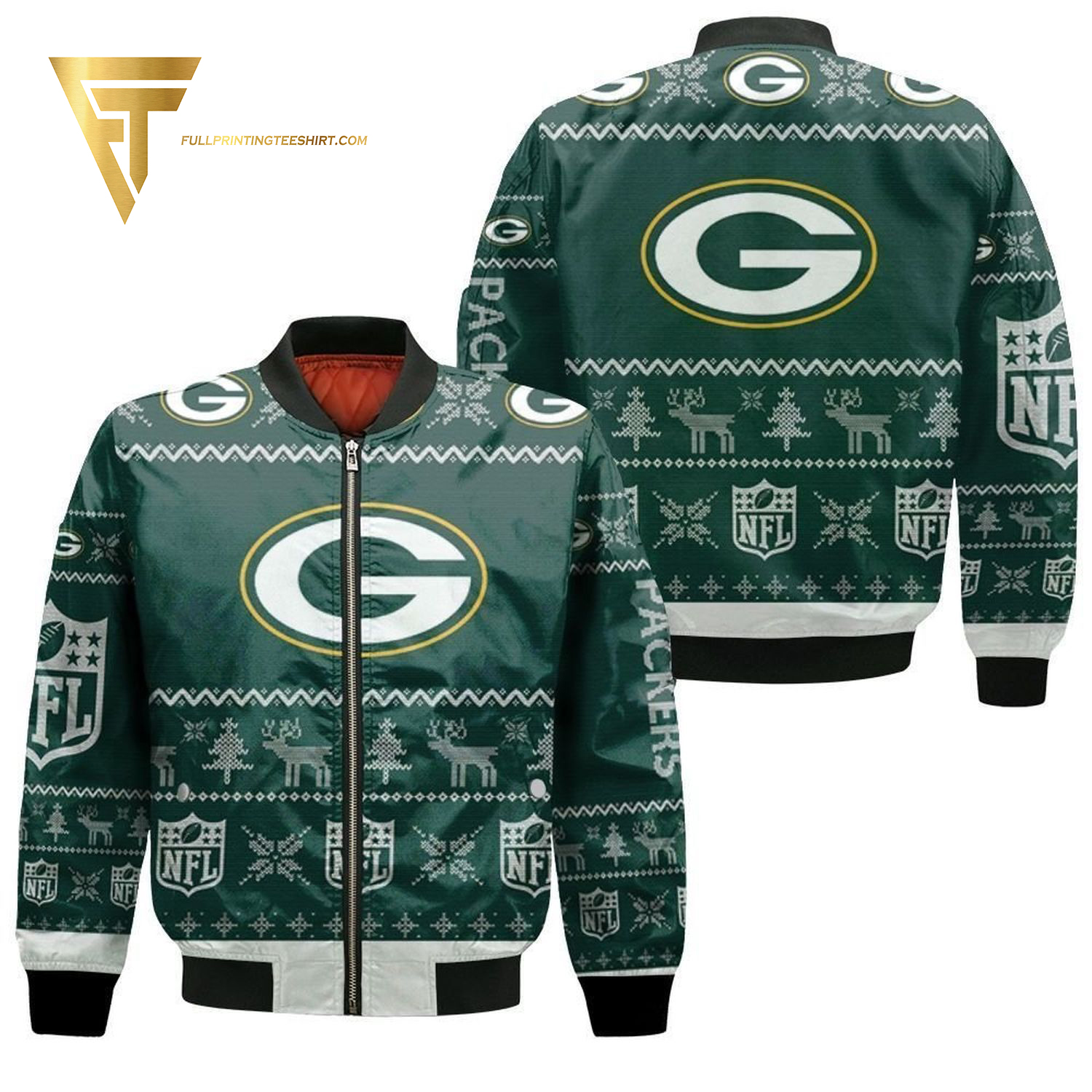 Nfl Green Bay Packers Ugly Christmas Full Print Bomber Jacket Nfl Green Bay Packers Ugly Christmas Full Print Bomber Jacket