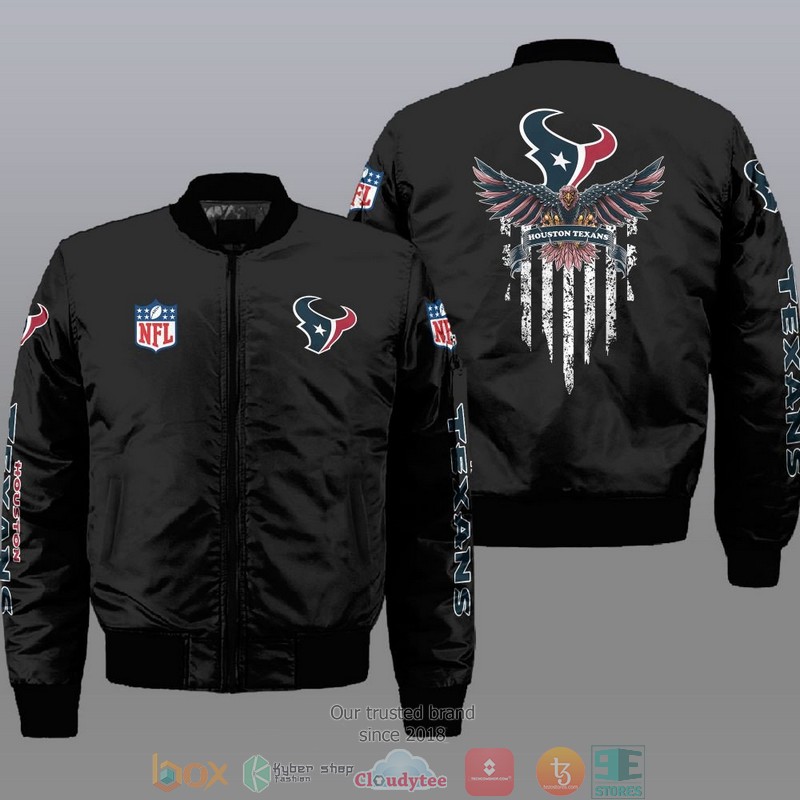 Nfl Houston Texans Eagle Thin Line Flag Bomber Jacket Nfl Houston Texans Eagle Thin Line Flag Bomber Jacket
