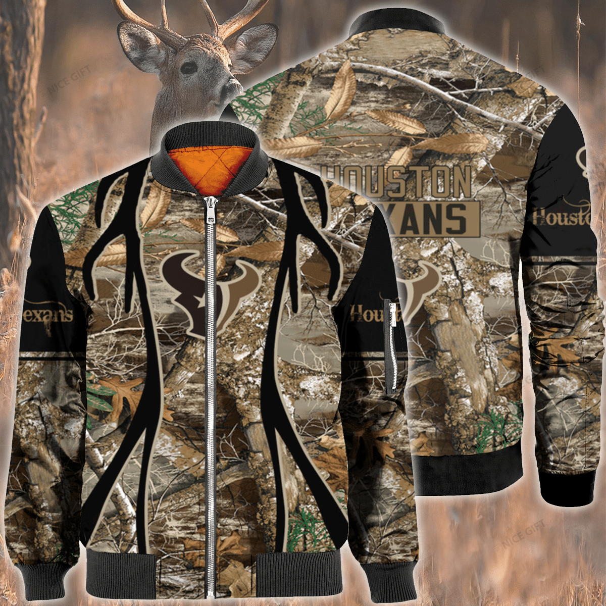 Nfl Houston Texans Hunting Bomber Jacket Nfl Houston Texans Hunting Bomber Jacket