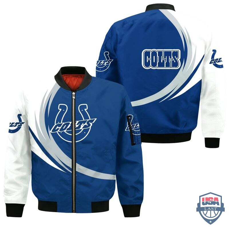 Nfl Indianapolis Colts Curve Design Bomber Jacket Nfl Indianapolis Colts Curve Design Bomber Jacket