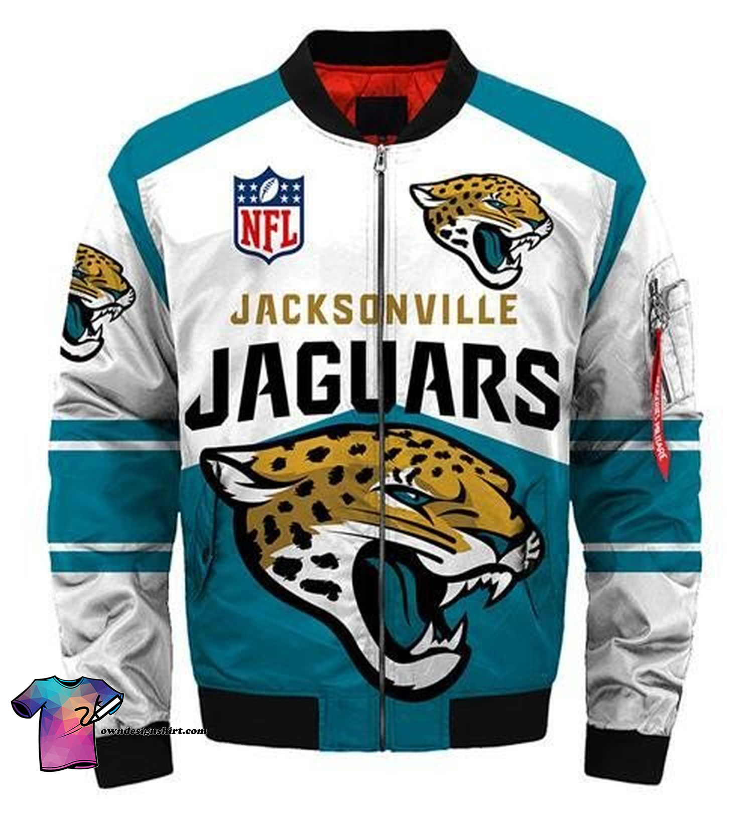Nfl Jacksonville Jaguars All Over Printed Bomber Jacket Nfl Jacksonville Jaguars All Over Printed Bomber Jacket