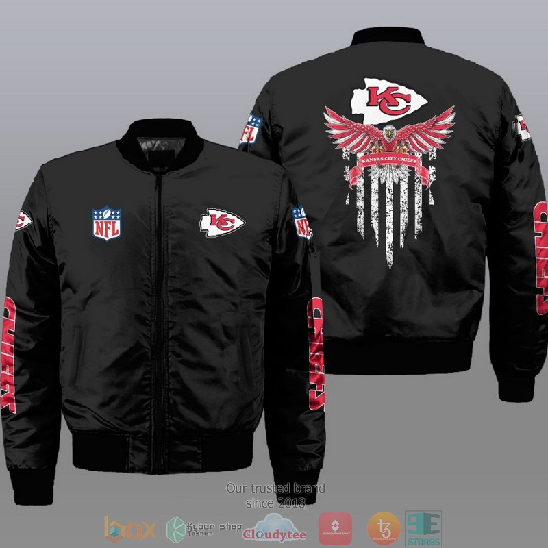 Nfl Kansas City Chiefs Eagle Thin Line Flag Bomber Jacket Nfl Kansas City Chiefs Eagle Thin Line Flag Bomber Jacket