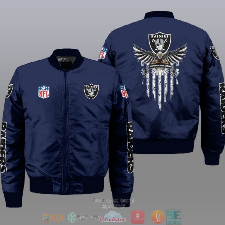 Nfl-Las-Vegas-Raiders-Eagle-Thin-Line-Flag-Bomber-Jacket-1