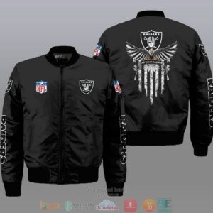 Nfl Las Vegas Raiders Eagle Thin Line Flag Bomber Jacket