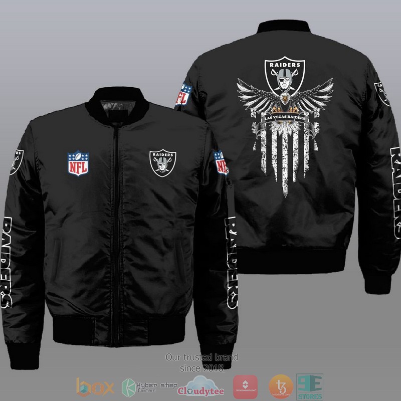 Nfl Las Vegas Raiders Eagle Thin Line Flag Bomber Jacket Nfl Las Vegas Raiders Eagle Thin Line Flag Bomber Jacket