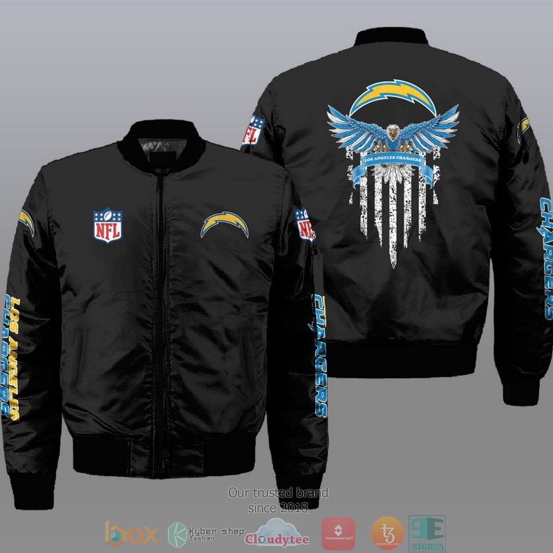 Nfl Los Angeles Chargers Eagle Thin Line Flag Bomber Jacket Nfl Los Angeles Chargers Eagle Thin Line Flag Bomber Jacket