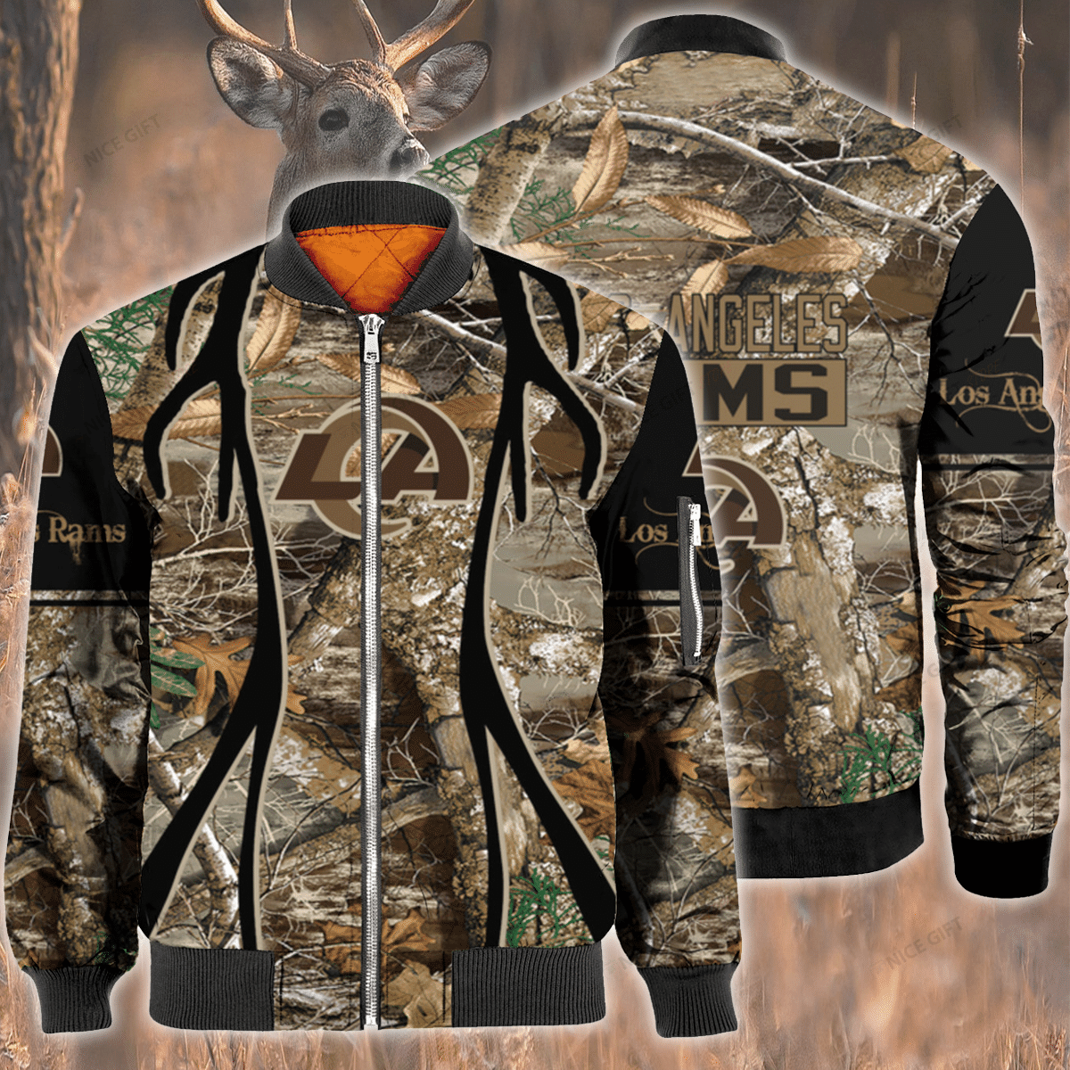 Nfl Los Angeles Rams Hunting Bomber Jacket Nfl Los Angeles Rams Hunting Bomber Jacket