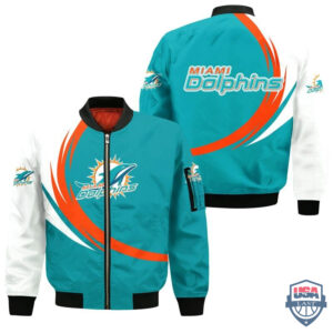 Nfl Miami Dolphins Curve Design Bomber Jacket