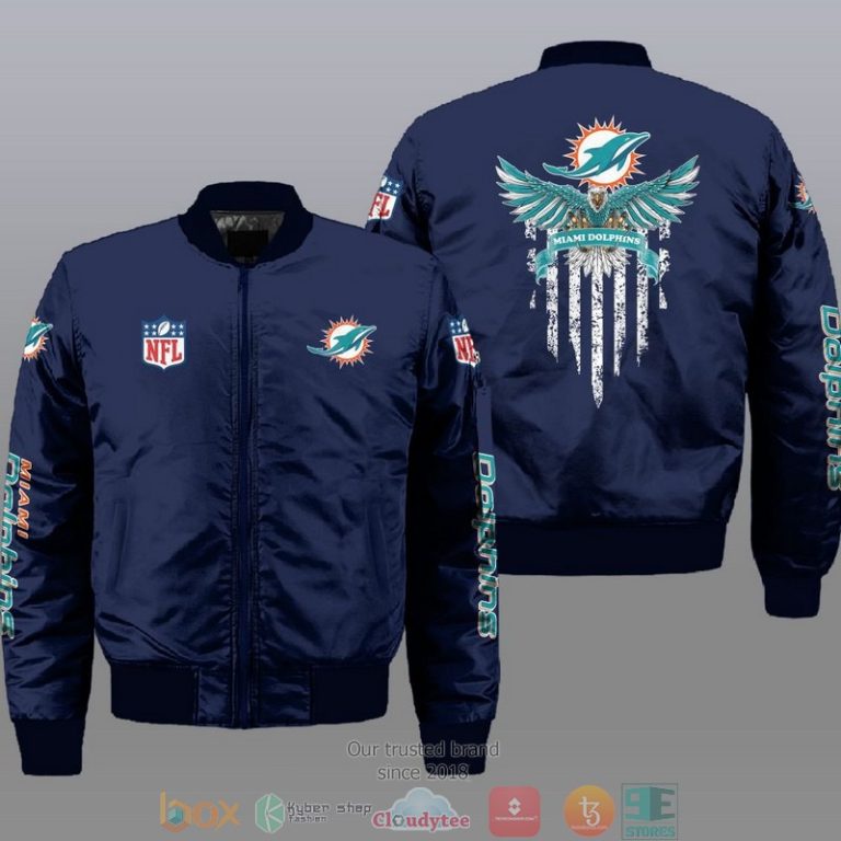 Nfl-Miami-Dolphins-Eagle-Thin-Line-Flag-Bomber-Jacket-1