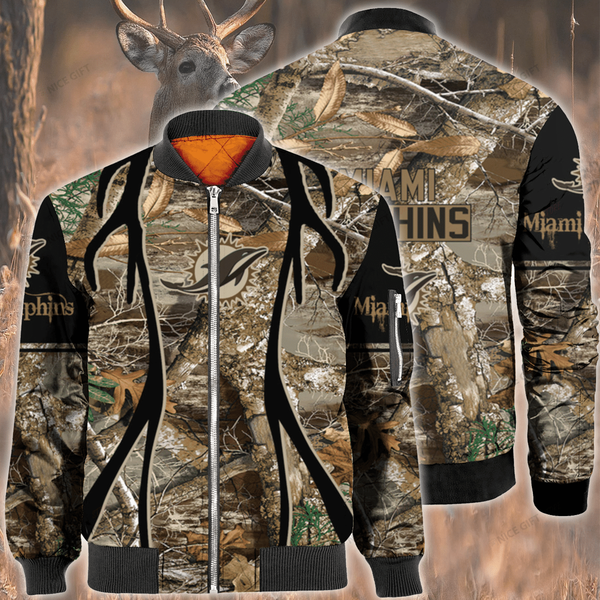 Nfl Miami Dolphins Hunting Bomber Jacket Nfl Miami Dolphins Hunting Bomber Jacket
