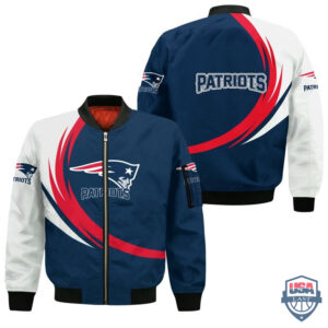 Nfl New England Patriots Curve Design Bomber Jacket