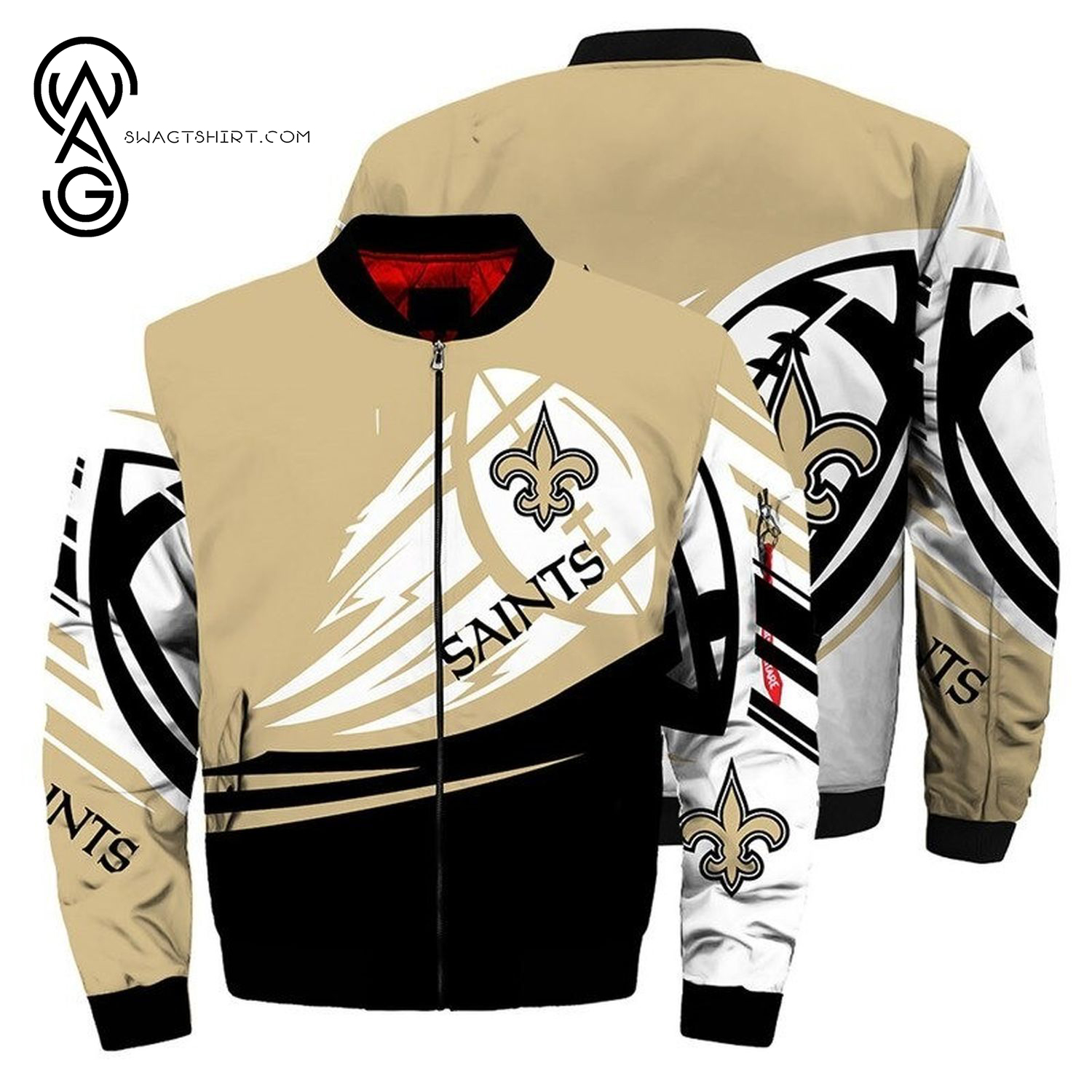 Nfl New Orleans Saints All Over Printed Bomber Jacket Nfl New Orleans Saints All Over Printed Bomber Jacket