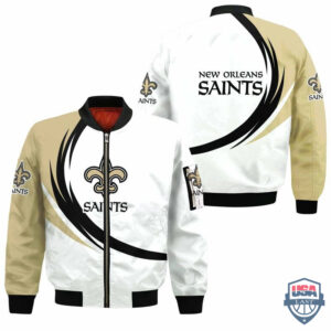 Nfl New Orleans Saints Curve Design Bomber Jacket