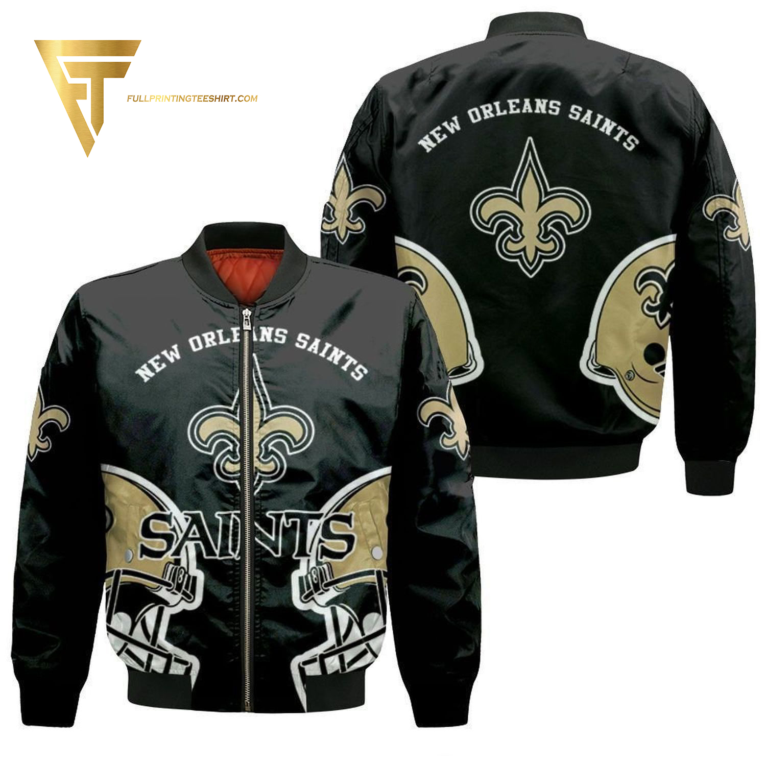 Nfl New Orleans Saints Full Printing Bomber Jacket Nfl New Orleans Saints Full Printing Bomber Jacket