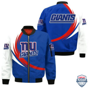 Nfl New York Giants Curve Design Bomber Jacket