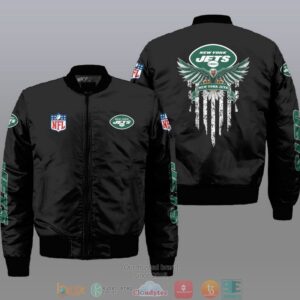 Nfl New York Jets Eagle Thin Line Flag Bomber Jacket