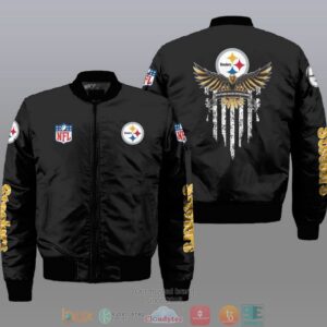 Nfl Pittsburgh Steelers Eagle Thin Line Flag Bomber Jacket
