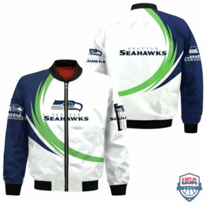 Nfl Seattle Seahawks Curve Design Bomber Jacket