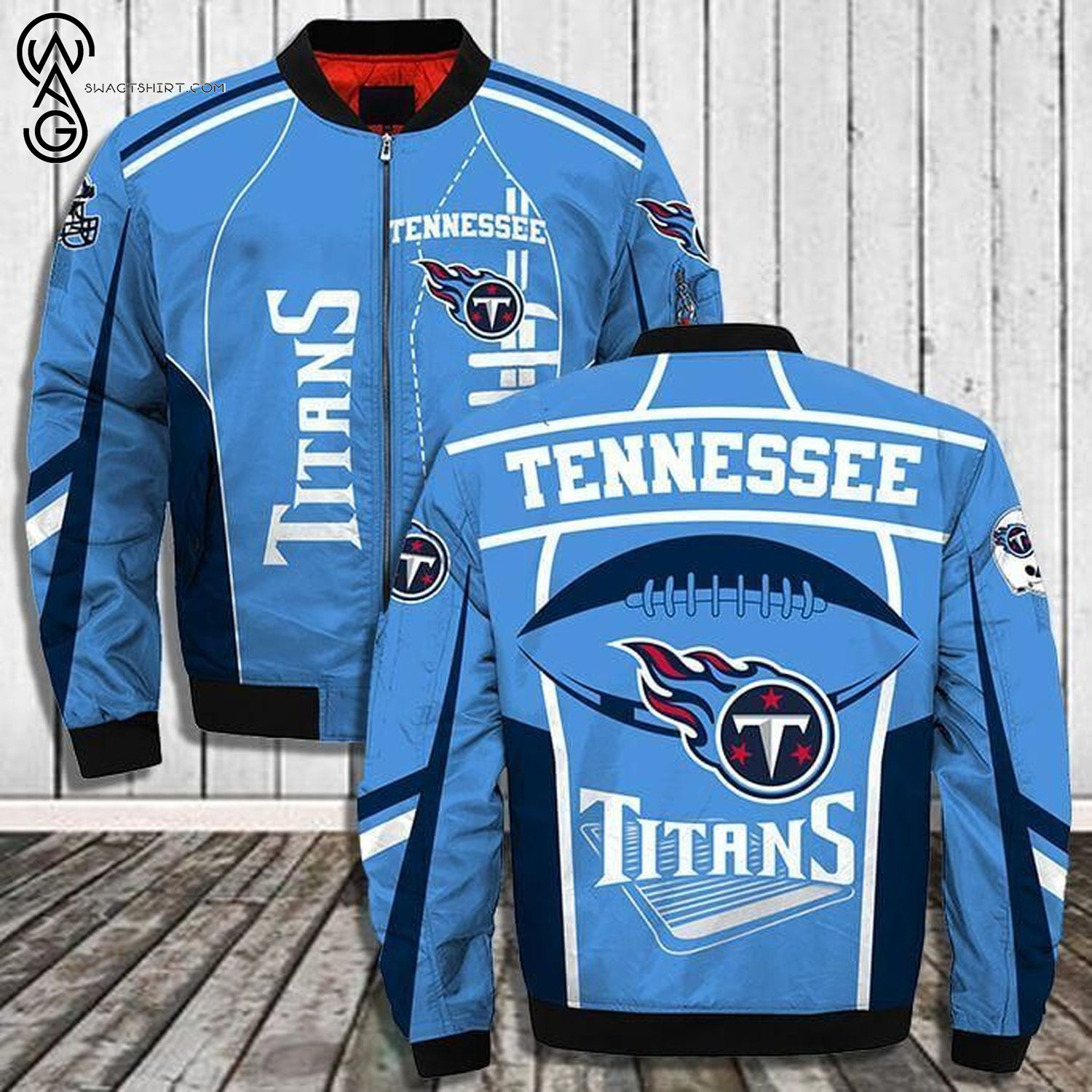 Nfl Tennessee Titans All Over Printed Bomber Jacket Nfl Tennessee Titans All Over Printed Bomber Jacket