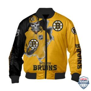Nhl Boston Bruins Death Skull Bomber Jacket
