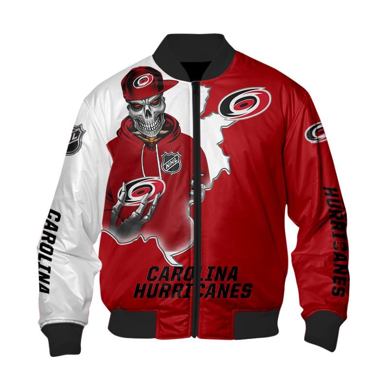Nhl Carolina Hurricanes Death Skull Bomber Jacket Nhl Carolina Hurricanes Death Skull Bomber Jacket