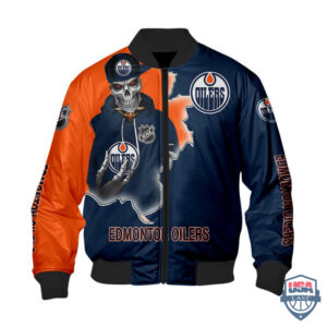 Nhl Edmonton Oilers Death Skull Bomber Jacket