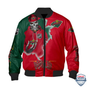 Nhl Minnesota Wild Death Skull Bomber Jacket