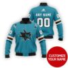 Nhl San Jose Sharks Team Personalized Blue 3D Bomber Jacket