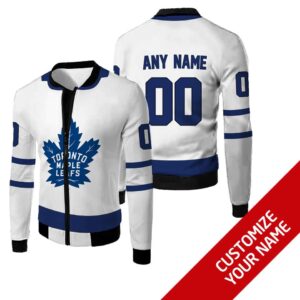 Nhl Toronto Maple Leafs Team Personalized White 3D Bomber Jacket