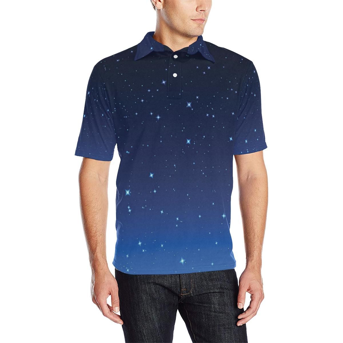 Night Sky Pattern Print Design A01 Men Polo Shirt Night Sky Pattern Print Design A01 Men Polo Shirt