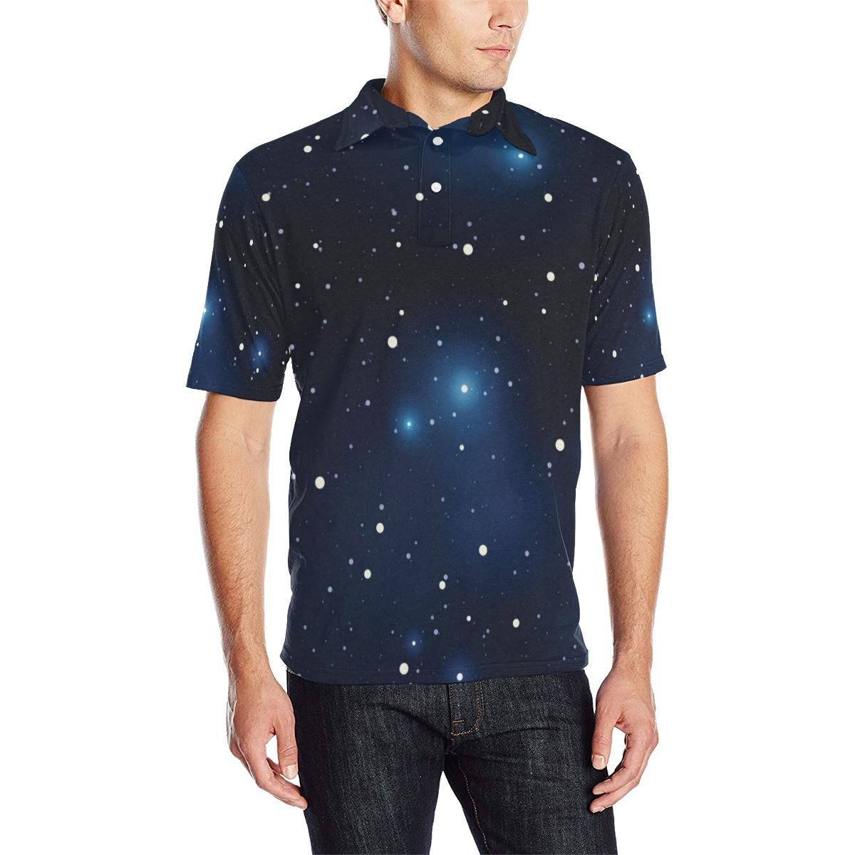 Night Sky Pattern Print Design A02 Men Polo Shirt Night Sky Pattern Print Design A02 Men Polo Shirt