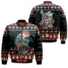 Nightmare before Christmas Jack Skellington Santa Wreath Sally Black 3D Designed Allover Gift For Halloween Lovers Christmas Lovers Bomber Jacket