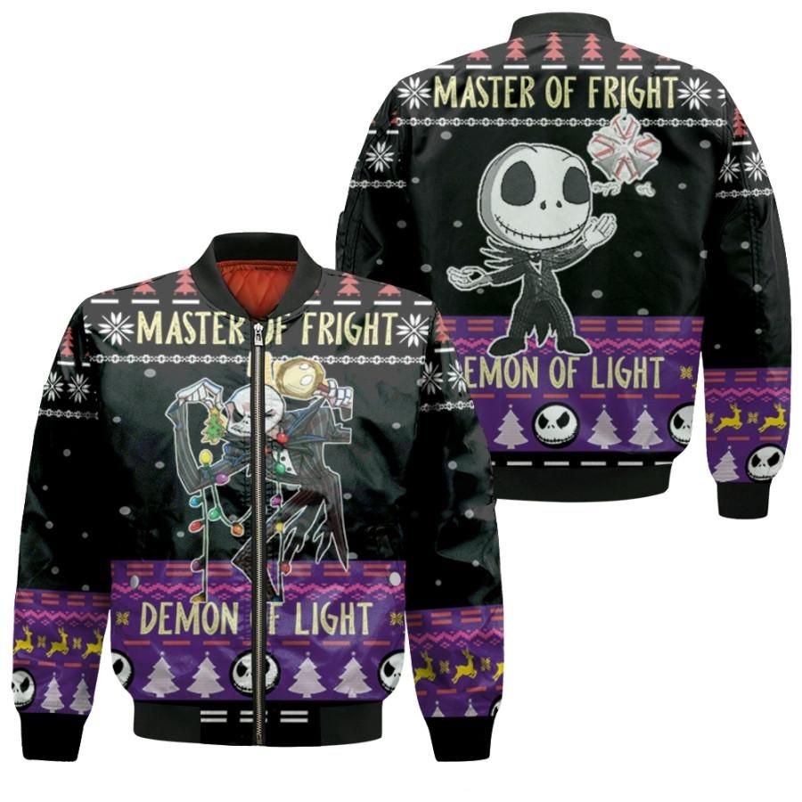 Nightmare before Christmas Master Of Fright Demon Light Jack Skellington Gentleman Black 3D Designed Allover Gift For Halloween Lovers Christmas Lovers Bomber Jacket Nightmare before Christmas Master Of Fright Demon Light Jack Skellington Gentleman Black 3D Designed Allover Gift For Halloween Lovers Christmas Lovers Bomber Jacket