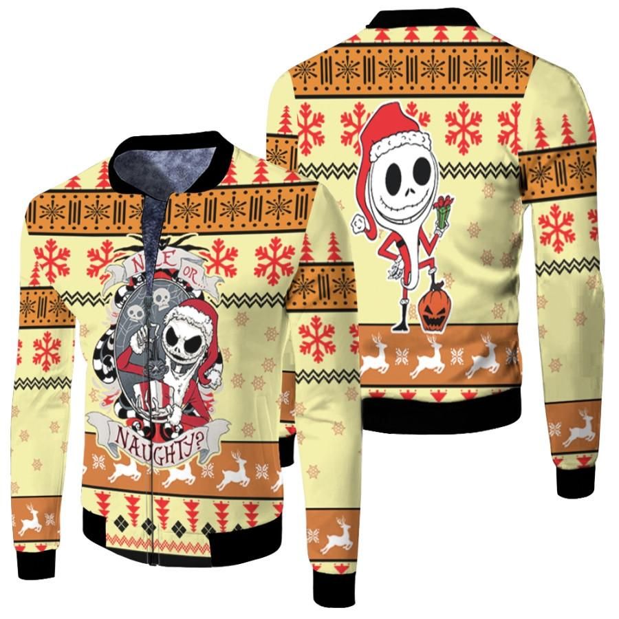Nightmare before Christmas Nice Or Naughty Jack Skellington Christmas Pattern 3D Designed Allover Gift For Halloween Lovers Christmas Lovers Bomber Jacket Nightmare before Christmas Nice Or Naughty Jack Skellington Christmas Pattern 3D Designed Allover Gift For Halloween Lovers Christmas Lovers Bomber Jacket