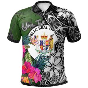 Niue Custom Personalised Polo Shirt - Turtle Plumeria Banana Leaf - BN11