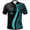 Niue Polo Shirt Turquoise - Polynesian Tentacle Tribal Pattern - BN11