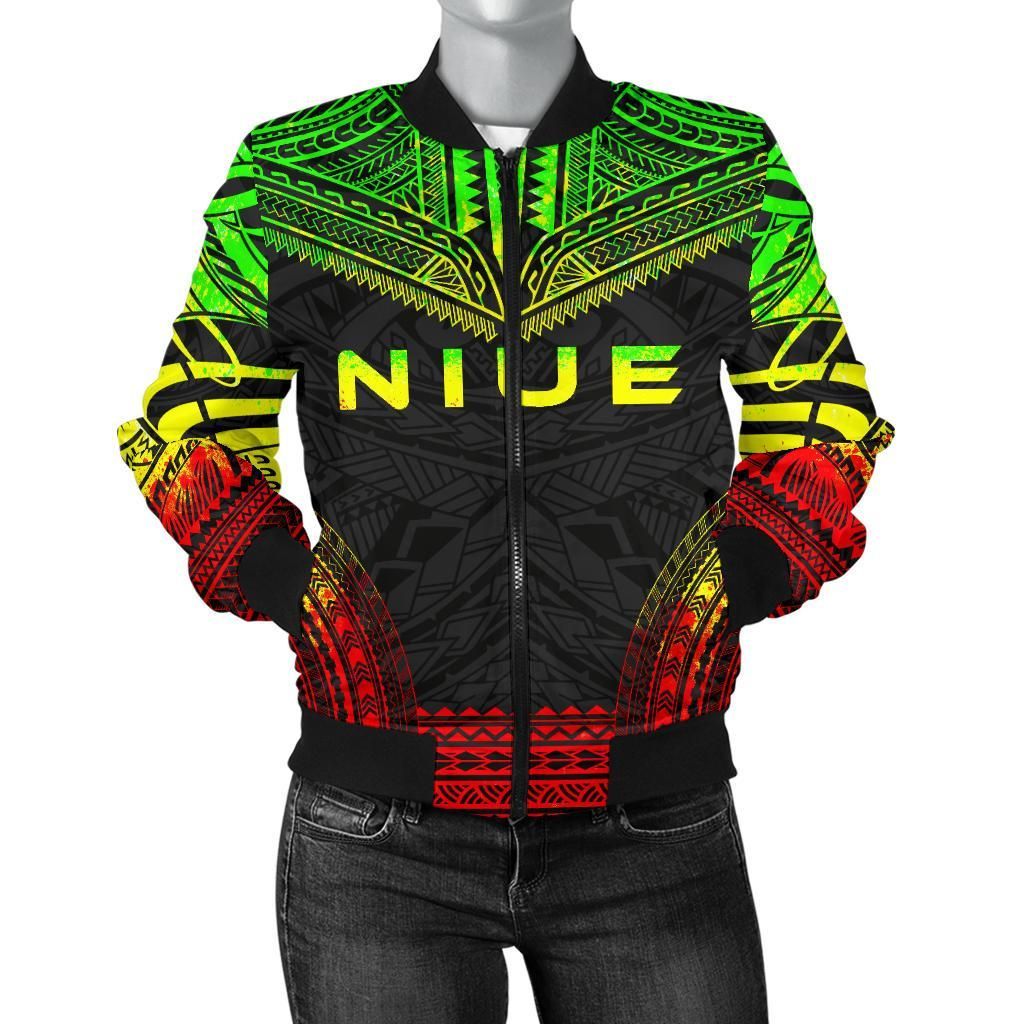 Niue Polynesian Chief Women'S Bomber Jacket - Reggae Version - Bn10 Bomber Jacket Niue Polynesian Chief Women'S Bomber Jacket - Reggae Version - Bn10 Bomber Jacket